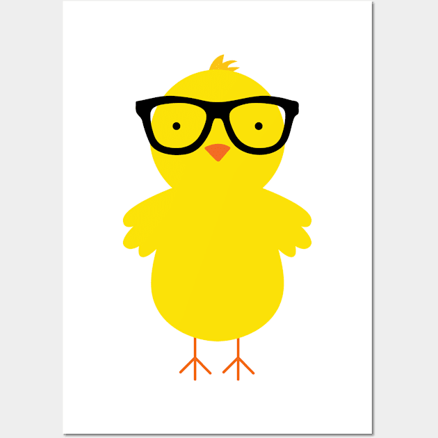 Yellow Hipster Duckling Wall Art by theglaze